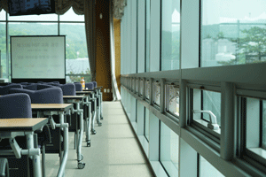 Classroom with desks